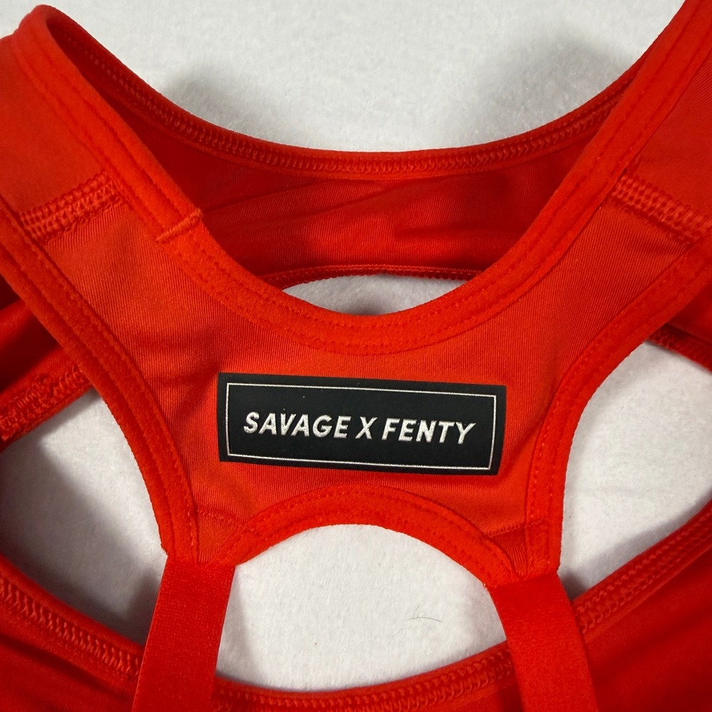 Savage X Fenty Sports Bra Red Cutout Racerback Medium Size M